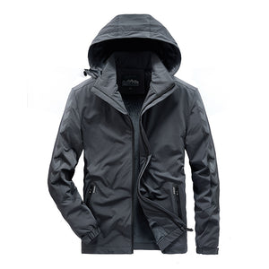 Autumn And Winter Men'S Plush Thick Hooded Multi-Pocket Jacket