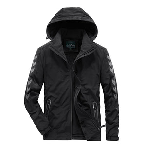 Autumn And Winter Men'S Plush Thick Hooded Multi-Pocket Jacket