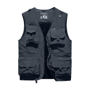 Men'S Spring And Autumn Plus Velvet Outdoor Youth Multi-Pocket Vest