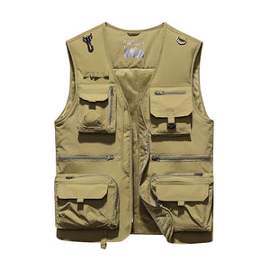 Men'S Spring And Autumn Plus Velvet Outdoor Youth Multi-Pocket Vest