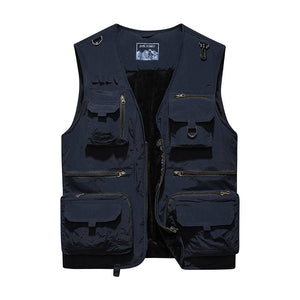 Men'S Spring And Autumn Plus Velvet Outdoor Youth Multi-Pocket Vest