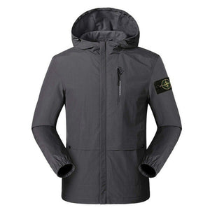 Men'S Windproof And Waterproof Solid Color Outdoor Hooded Jacket