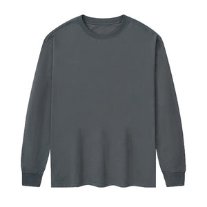 Cotton Men'S Long-Sleeved Round Neck T-Shirt