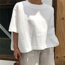 Load image into Gallery viewer, Simple Solid Color Cotton And Linen Women'S Top