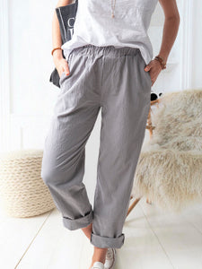 Women'S Solid Color Casual Loose Straight Trousers