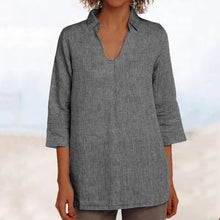 Load image into Gallery viewer, Literary Cotton And Linen Ladies Short Sleeve Shirt
