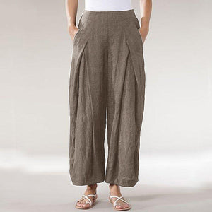 Cotton And Linen Casual Commuter Women'S Trousers