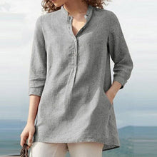 Load image into Gallery viewer, Loose Cotton And Linen Women'S Stand-Up Collar Shirt