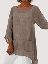 Load image into Gallery viewer, Cotton And Linen Irregular Hem Women&#39;S Top