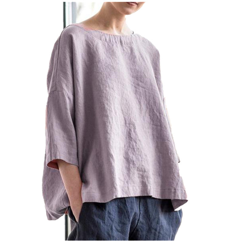 Retro Literary Cotton And Linen Women'S Blouse