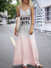 Load image into Gallery viewer, Women Vacation V-Neck Gradient Letter Printing Maxi Dress