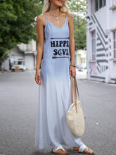 Load image into Gallery viewer, Women Vacation V-Neck Gradient Letter Printing Maxi Dress