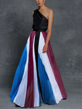 Load image into Gallery viewer, Women Contrast Stitching Strapless Print Holiday Maxi Dress