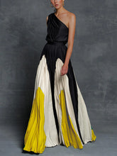 Load image into Gallery viewer, Women Contrast Stitching Strapless Print Holiday Maxi Dress