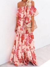 Load image into Gallery viewer, Women Elegant Floral Strapless Printing Maxi Dress