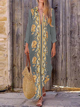 Load image into Gallery viewer, Women Bohemian V-Neck Floral Beach Maxi Dress