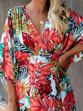 Load image into Gallery viewer, Women Floral V-Neck 1/2 Sleeve Split-Side Maxi Dress