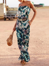 Load image into Gallery viewer, Women Chest-Wrapped Strapless Leaf Printed Maxi Dress