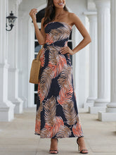 Load image into Gallery viewer, Women Vacation Strapless Irregular Printed Maxi Dress