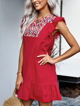 Load image into Gallery viewer, Women Bohemian V-Neck Print Ruffle Mini Dress