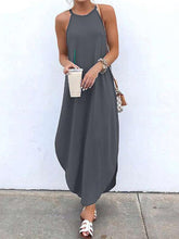 Load image into Gallery viewer, Women Bohemian Spaghetti Strap Solid Color Maxi Dress