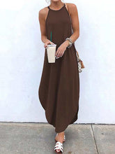 Load image into Gallery viewer, Women Bohemian Spaghetti Strap Solid Color Maxi Dress