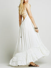 Load image into Gallery viewer, Women Bohemian Solid Color Halter Backless Maxi Dress