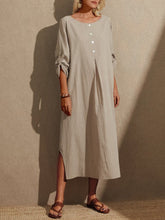 Load image into Gallery viewer, Women&#39;s Solid Color Round Neck Casual Loose Long Sleeve Dress