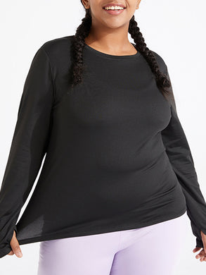 Plus Size Yoga Long Sleeve T-shirt Loose Sports Top